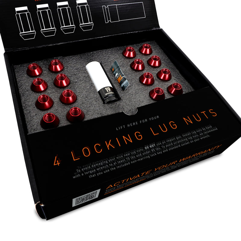 Mishimoto Aluminum Locking Lug Nuts M12x1.5 20pc Set Red-4